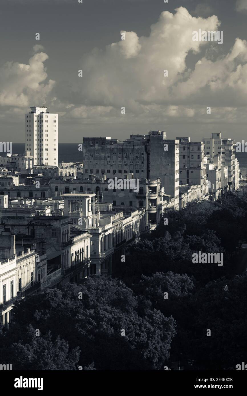 Elevated view of a city, Paseo De Marti, Old Havana, Havana, Cuba Stock Photo
