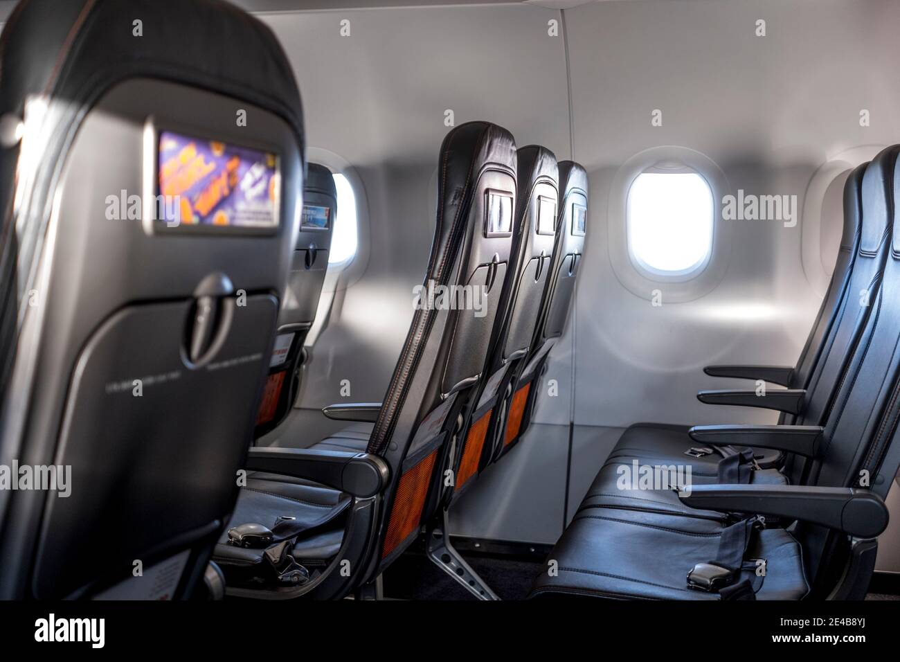 Empty seats on an Easyjet flight during the Covid-19 pandemic Stock Photo