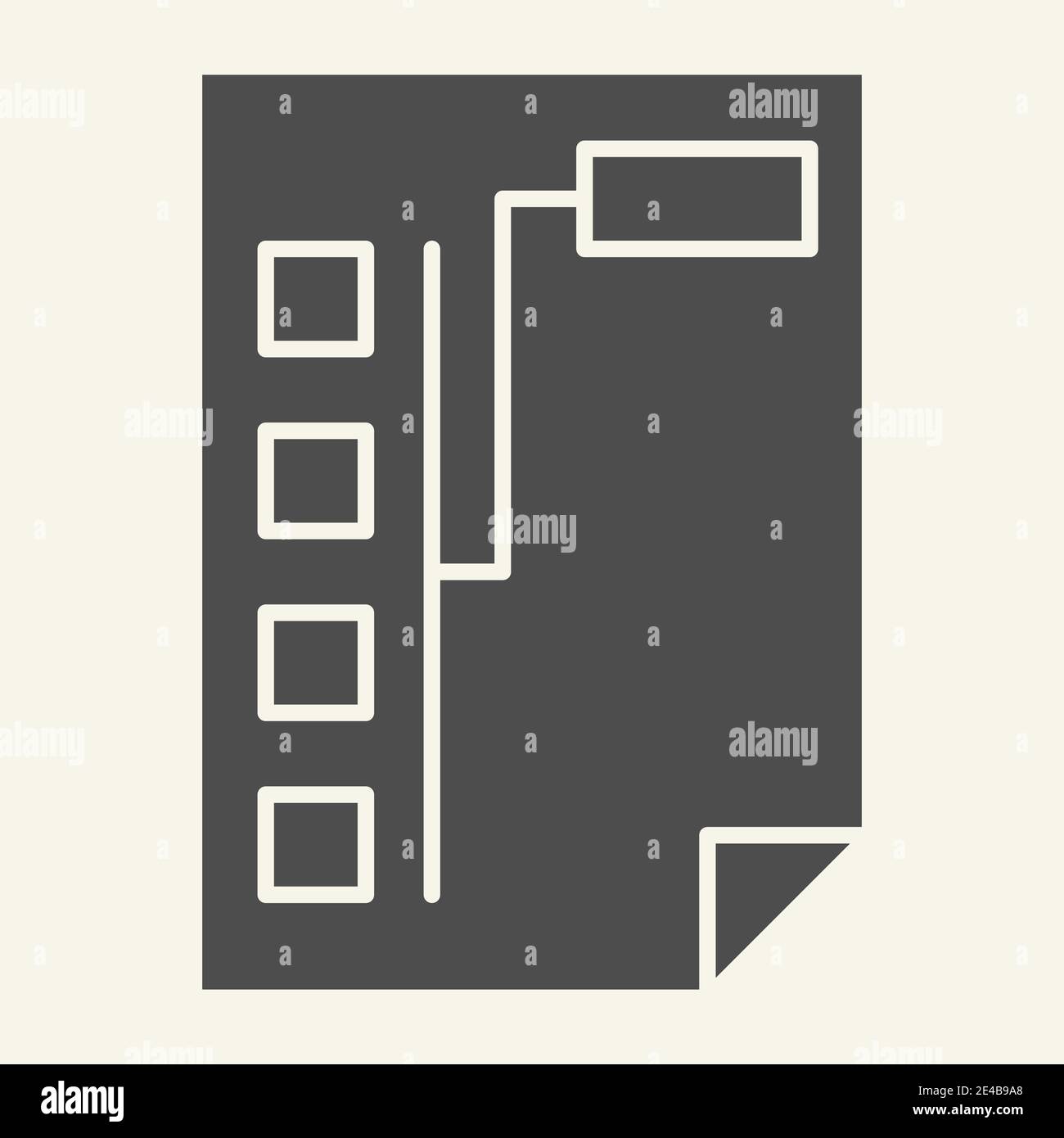 Document with graph solid icon. Paper with chart vector illustration isolated on white. Plan glyph style design, designed for web and app. Eps 10. Stock Vector