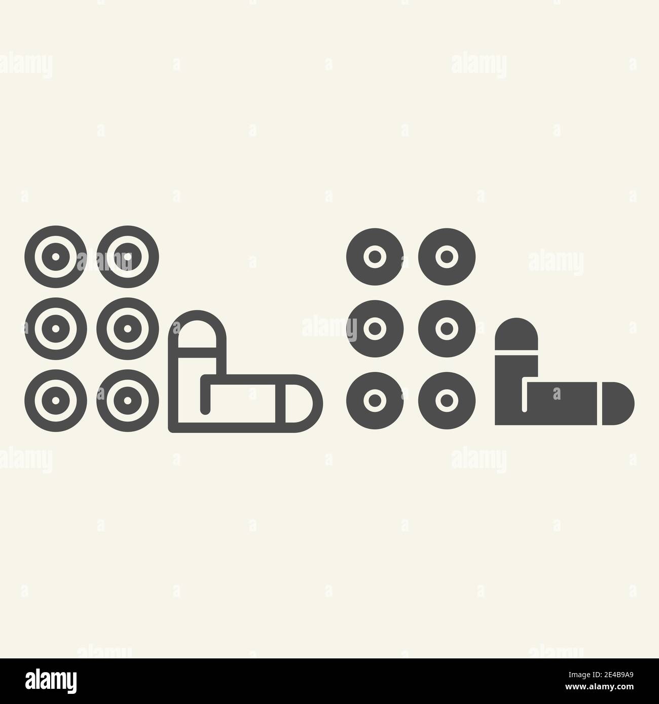Bullets line and glyph icon. Weapon vector illustration isolated on ...