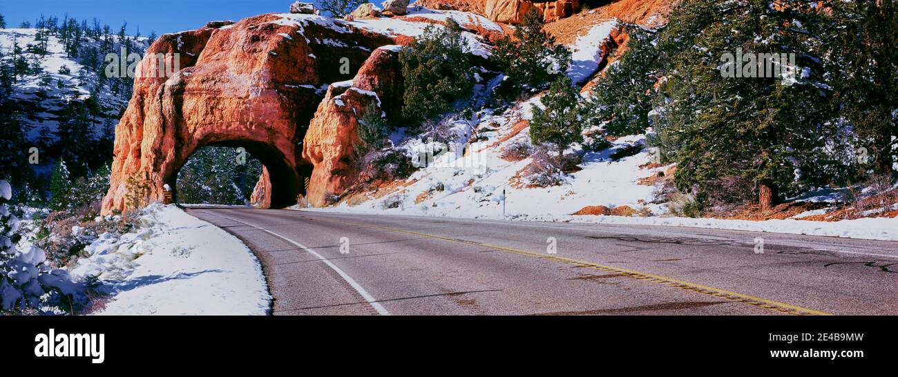 Arch over road, Utah State Route 12, Bryce Canyon National Park, Utah, USA Stock Photo