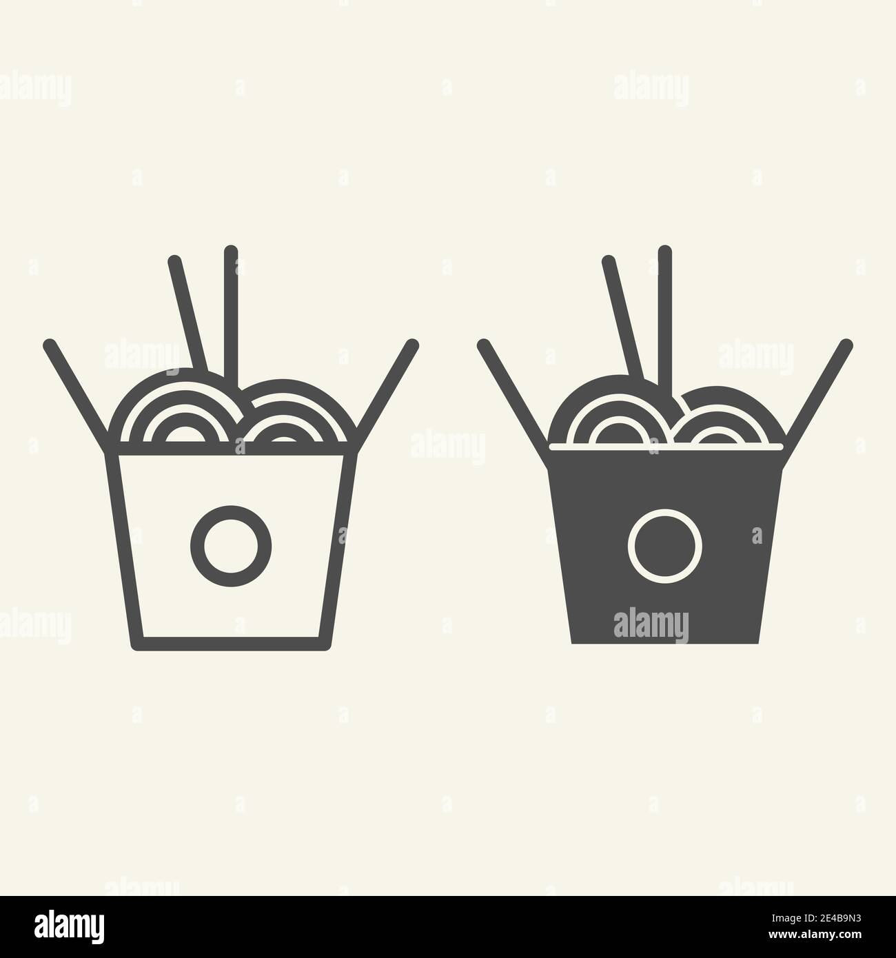 Chinese noodles line and glyph icon. Noodle in box vector illustration ...