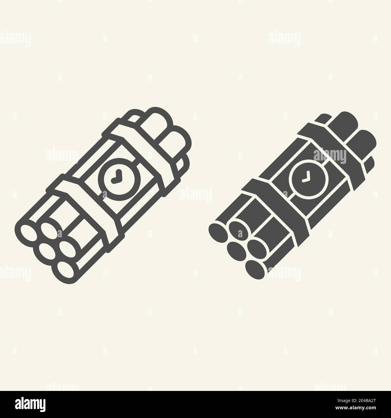 Time bomb line and glyph icon. Dynamite vector illustration isolated on white. Detonator outline style design, designed for web and app. Eps 10. Stock Vector