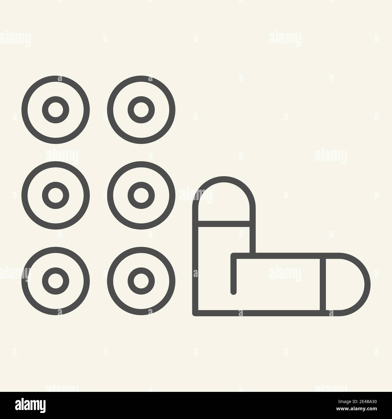 Bullets thin line icon. Weapon vector illustration isolated on white ...