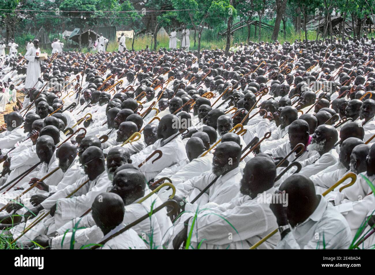 Gathering of black Apostolic men Zimbabwe Africa Stock Photo