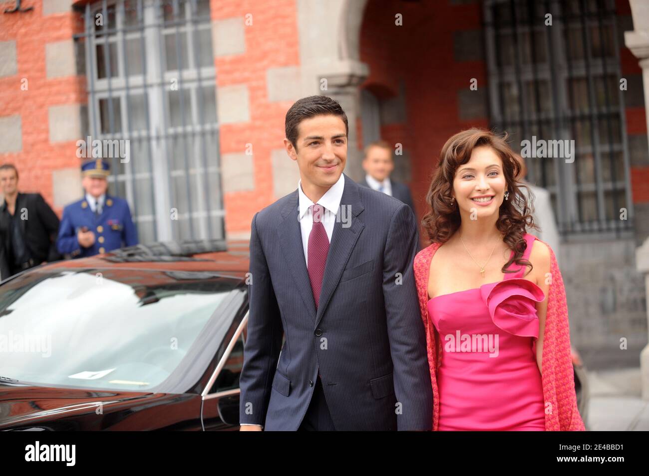Wedding at the city hall of the Prince de Ligne Edouard Lamoral Rodolphe de  Ligne la Tremoille and the italian actress Isabella Orsini in Antoing,  Belgium on September 2, 2009. Photo by