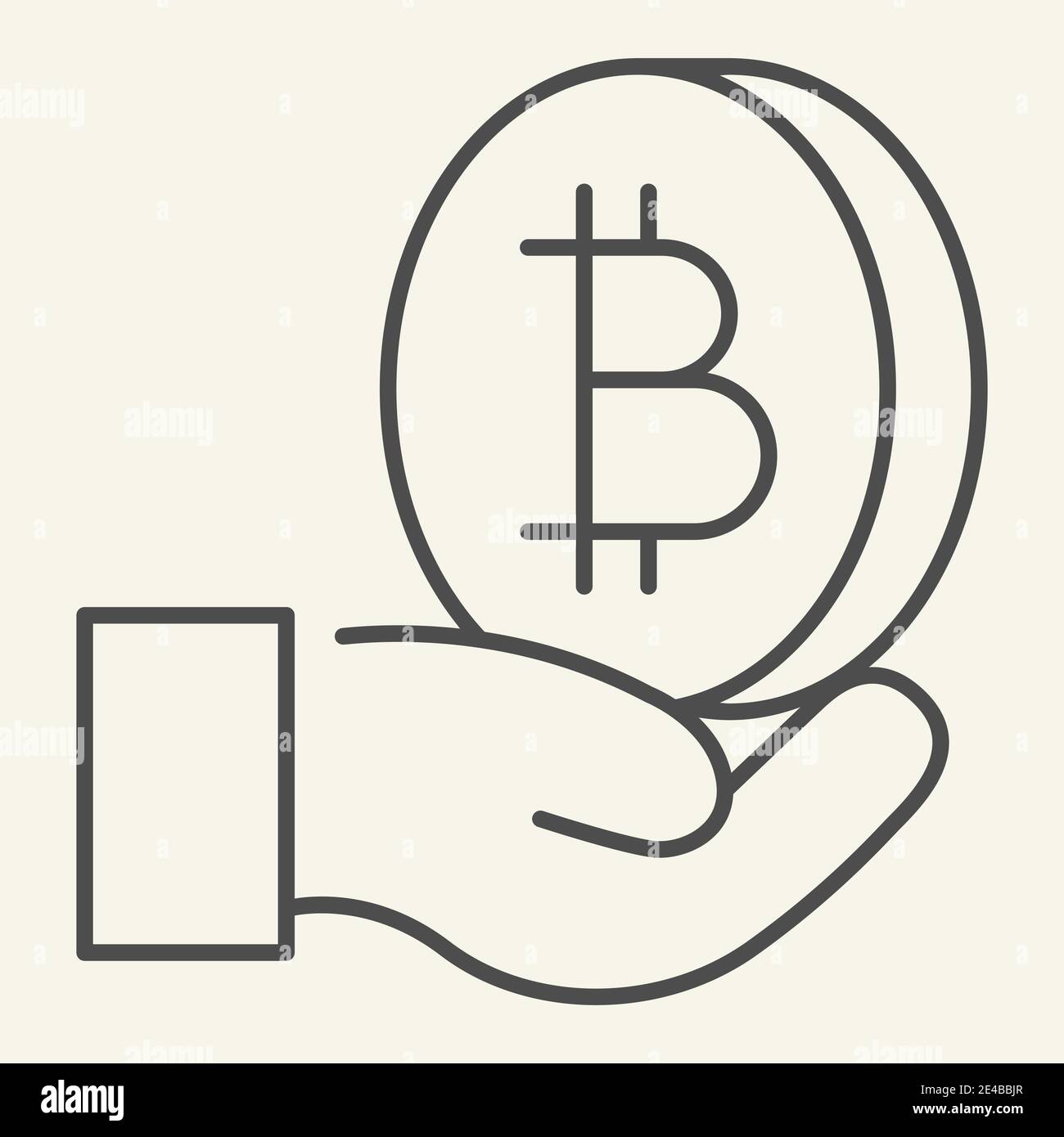 Open hand with bitcoin thin line icon. Palm with cryptocurrency vector  illustration isolated on white. Crypto coin in arm outline style design  Stock Vector Image & Art - Alamy