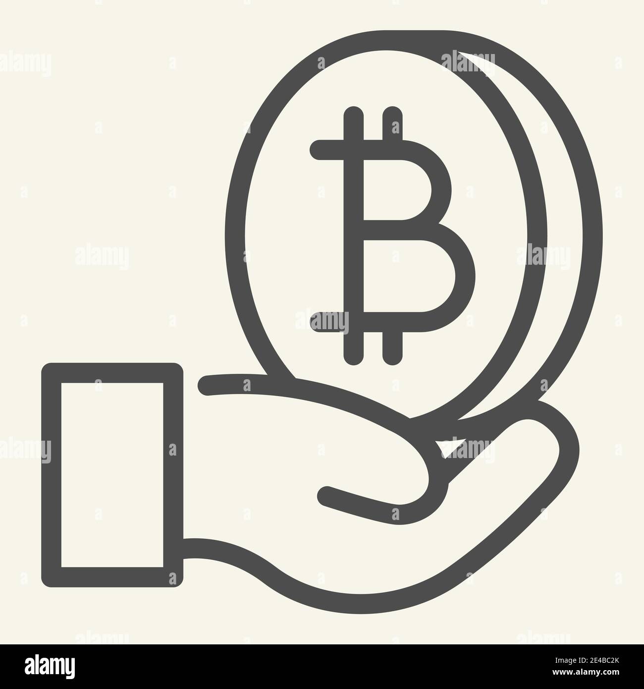 Open hand with bitcoin thin line icon. Palm with cryptocurrency vector  illustration isolated on white. Crypto coin in arm outline style design  Stock Vector Image & Art - Alamy