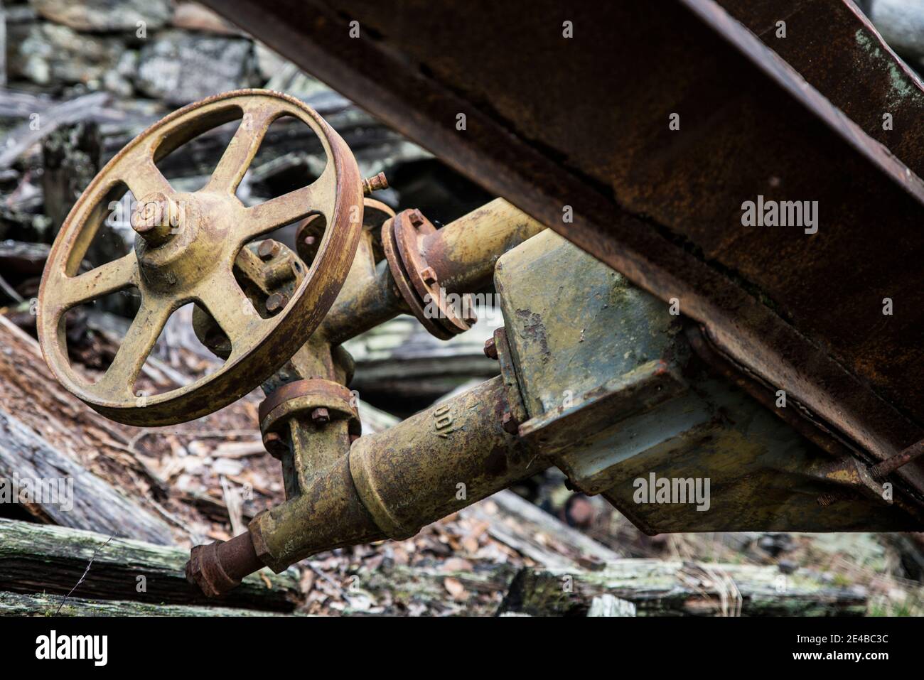 Drive wheel, pump, old, rusty Stock Photo