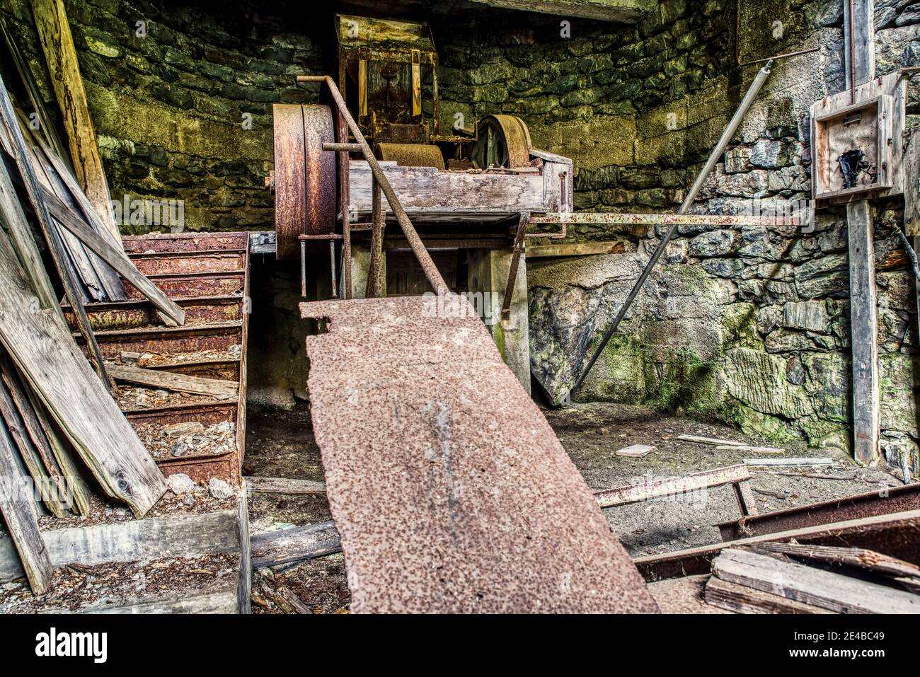 Machine with rusty stairs Stock Photo