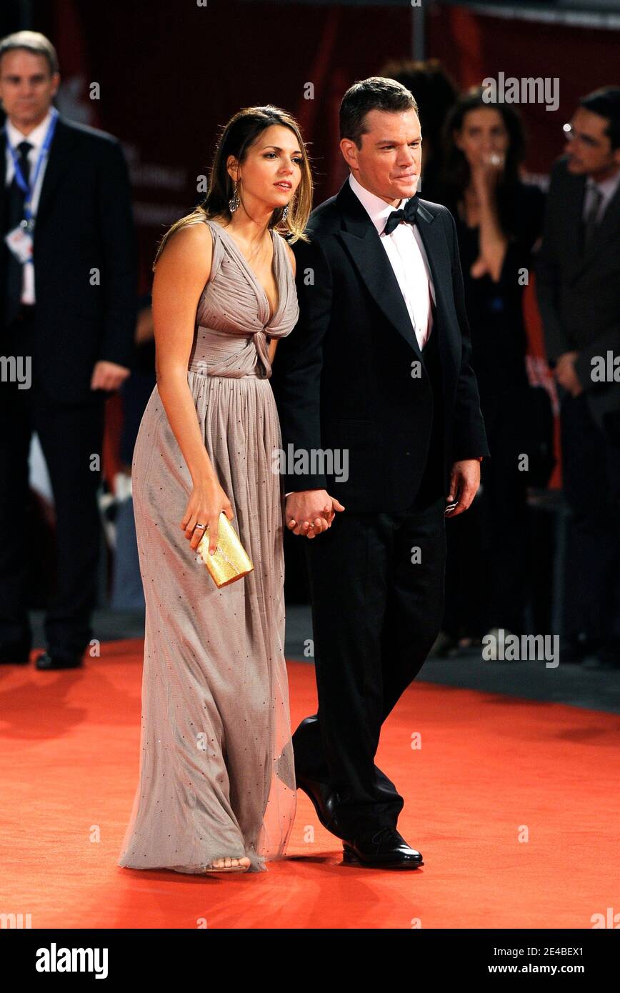 Matt Damon and his wife Luciana Bozan Barroso attend 'The Informant