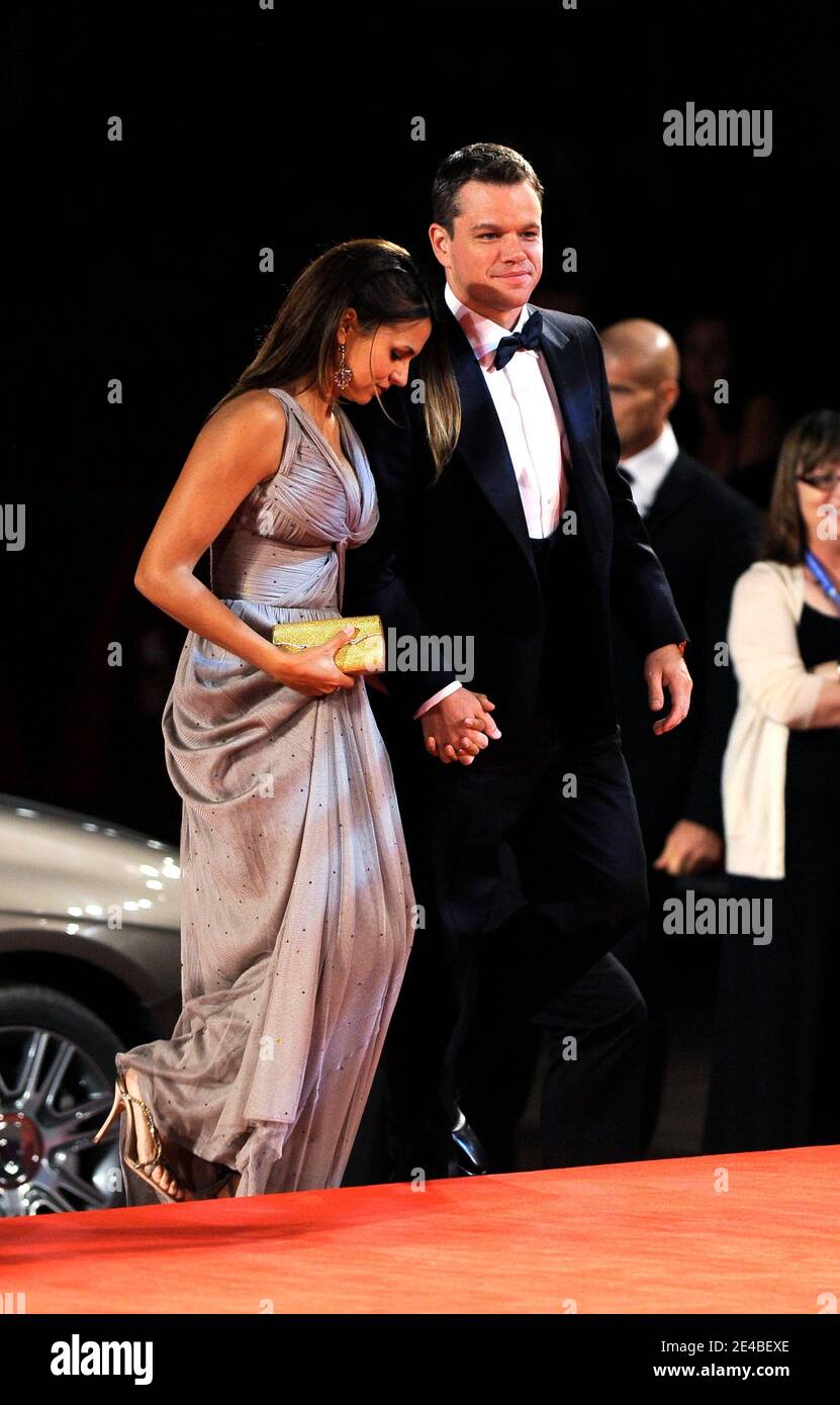 Matt Damon and his wife Luciana Bozan Barroso attend 'The Informant
