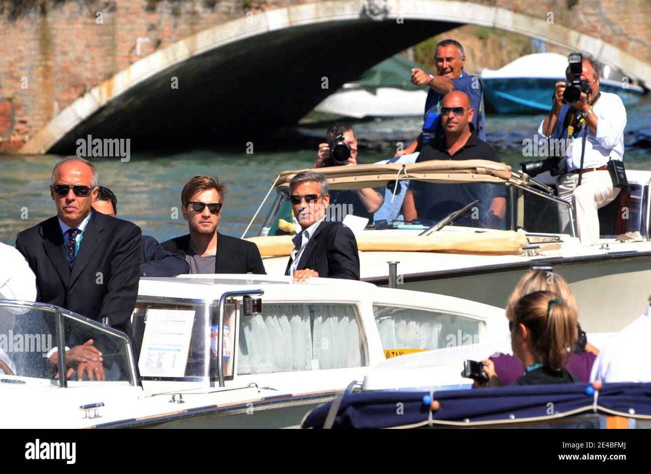 Ewan McGregor and George Clooney arrive at the Palazzo del Casino for the 66th Venice Film Festival in Venice, Italy on September 8, 2009. Photo by ABACAPRESS.COM Stock Photo