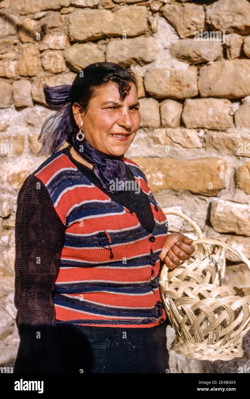 Gypsy woman with baskets, La Roque-sur-Cèze, Gard, France, in the early  Sixties Stock Photo - Alamy