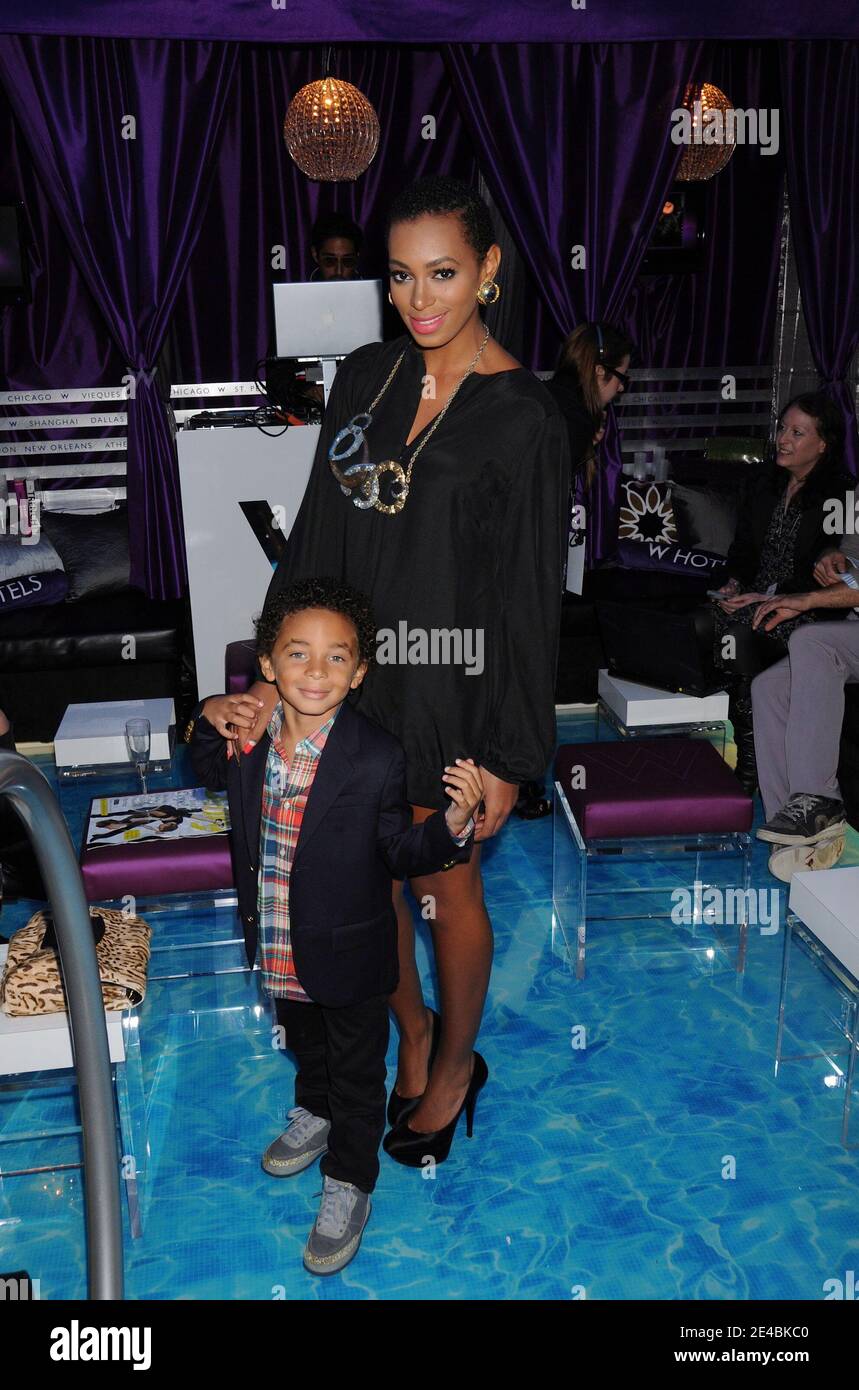Solange Knowles and son Daniel Julez Smith backstage at the W 