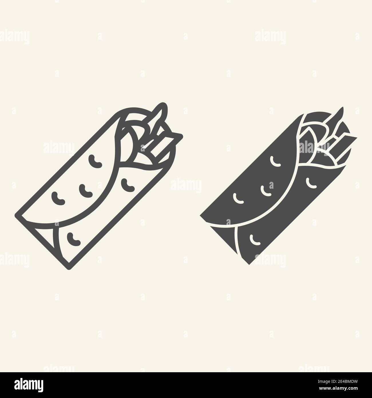Taco line and glyph icon. Mexican food vector illustration isolated on white. Burrito outline style design, designed for web and app. Eps 10. Stock Vector
