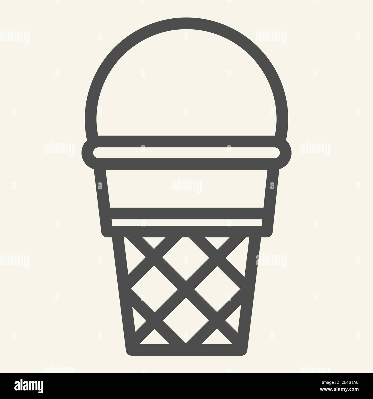 Ice cream line icon. Ice cream in waffle cone vector illustration ...