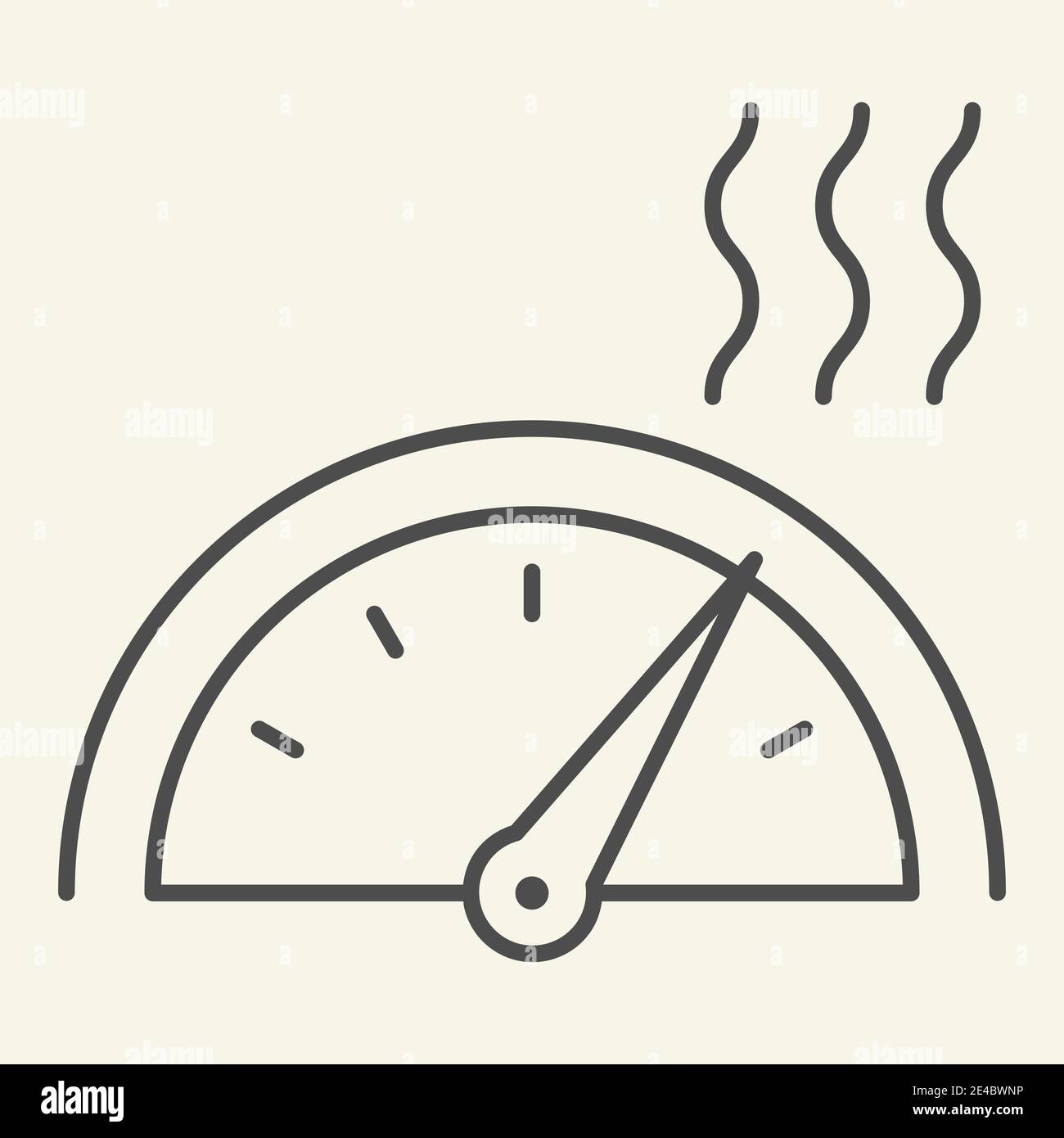 High temperature on heating or cooling control thin line icon