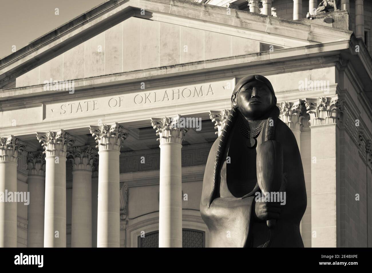 Sculpture of Native American by the Oklahoma State Capitol Building