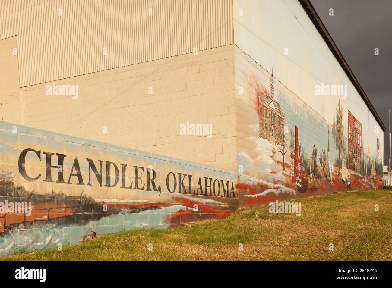 Mural on a wall, Route 66, Chandler, Lincoln County, Oklahoma, USA Stock Photo