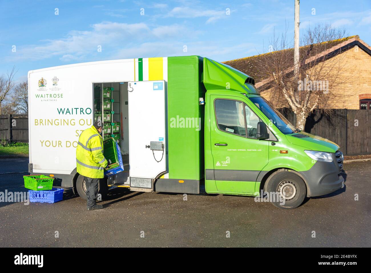 Waitrose & Partners home food delivery van, Stanwell Moor, Surrey, England, United Kingdom Stock Photo