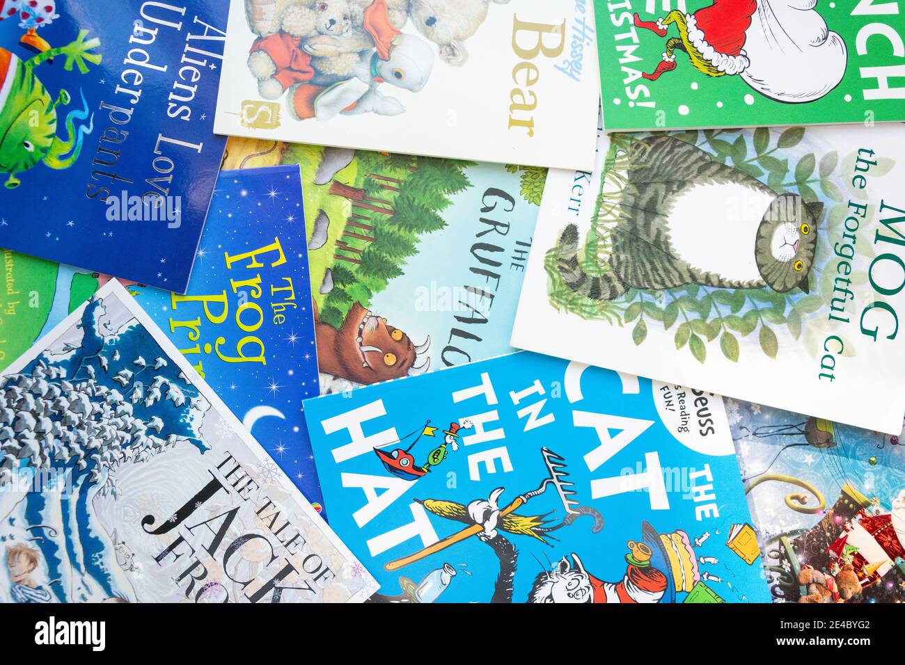 Selection of popular children's picture books, Stanwell Moor, Surrey, England, United Kingdom Stock Photo