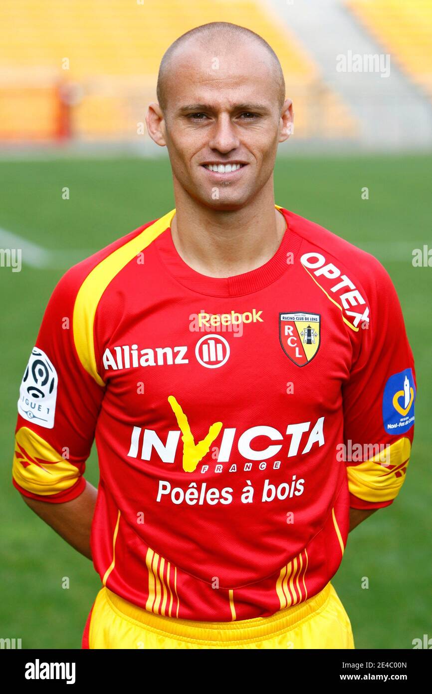 Official picture of Lens' first league soccer team, season 2009-2010, at Felix Bollaert Stadium in Lens, France on September 21, 2009. Here Geoffrey Doumeng. Photo by Mikael LIbert/ABACAPRESS.COM Stock Photo