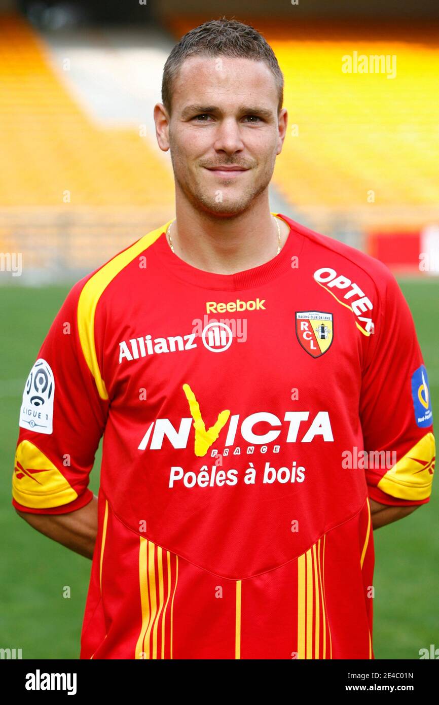 Official picture of Lens' first league soccer team, season 2009-2010, at Felix Bollaert Stadium in Lens, France on September 21, 2009. Here Romain Sartre. Photo by Mikael LIbert/ABACAPRESS.COM Stock Photo