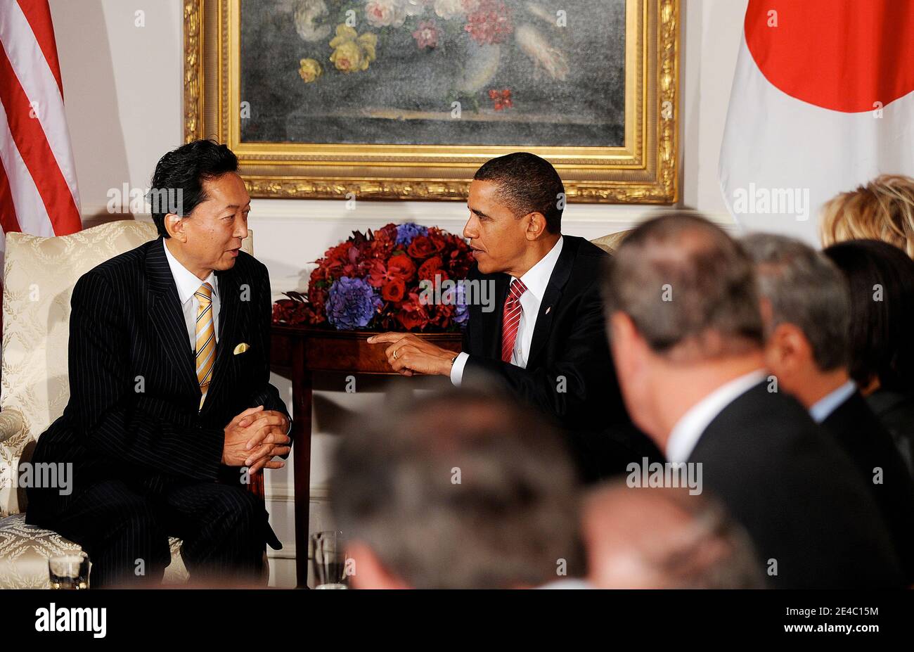 President Barack Obama holds a bilateral meeting with Prime Minister Yukio Hatoyama of Japan at the Waldorf Astoria on September 23, 2009 in New-York. Photo by Olivier Douliery /ABACAPRESS.COM (Pictured:Barack Obama,Yukio Hatoyama) Stock Photo