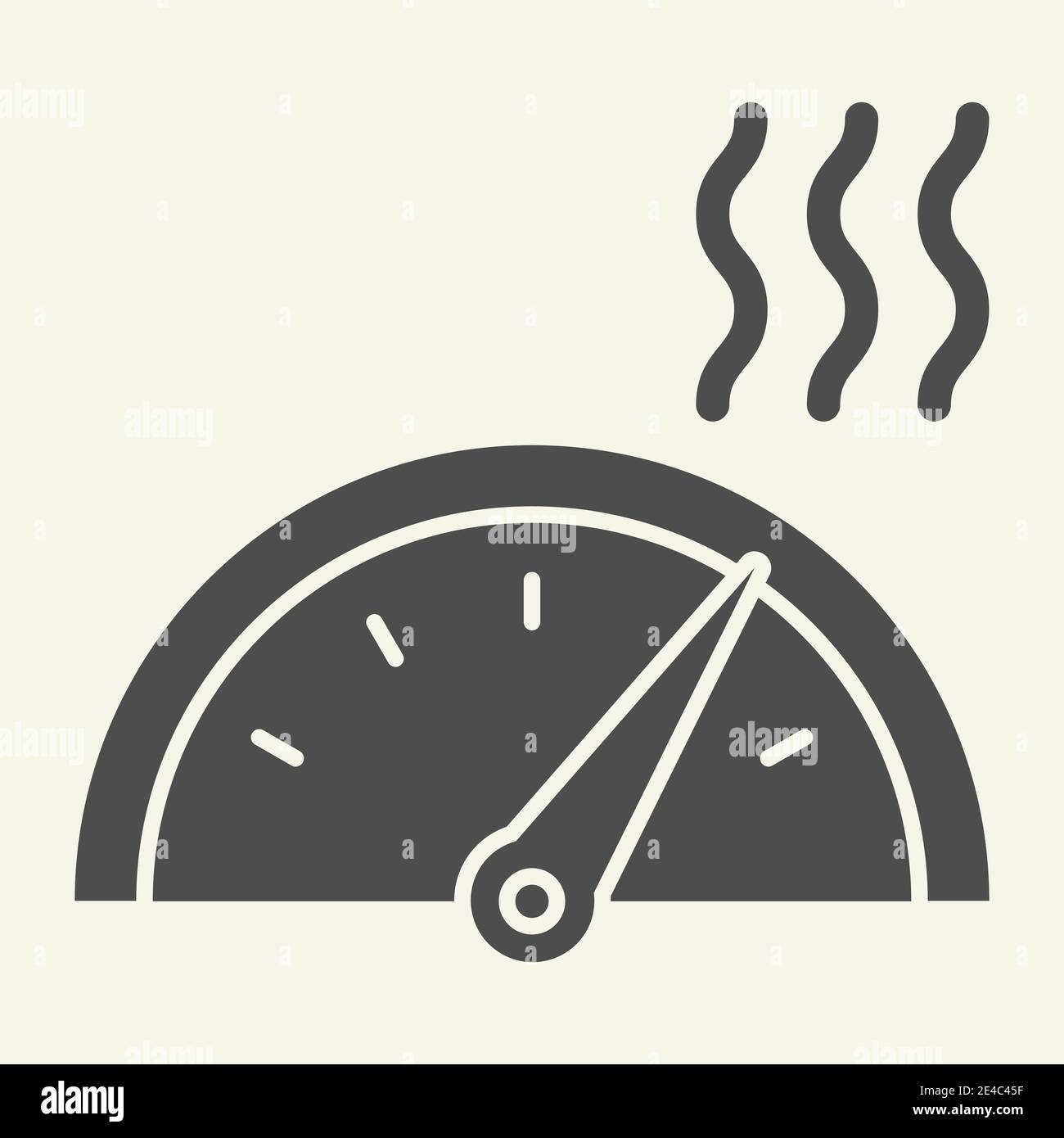High temperature on heating or cooling control solid icon. Thermostat