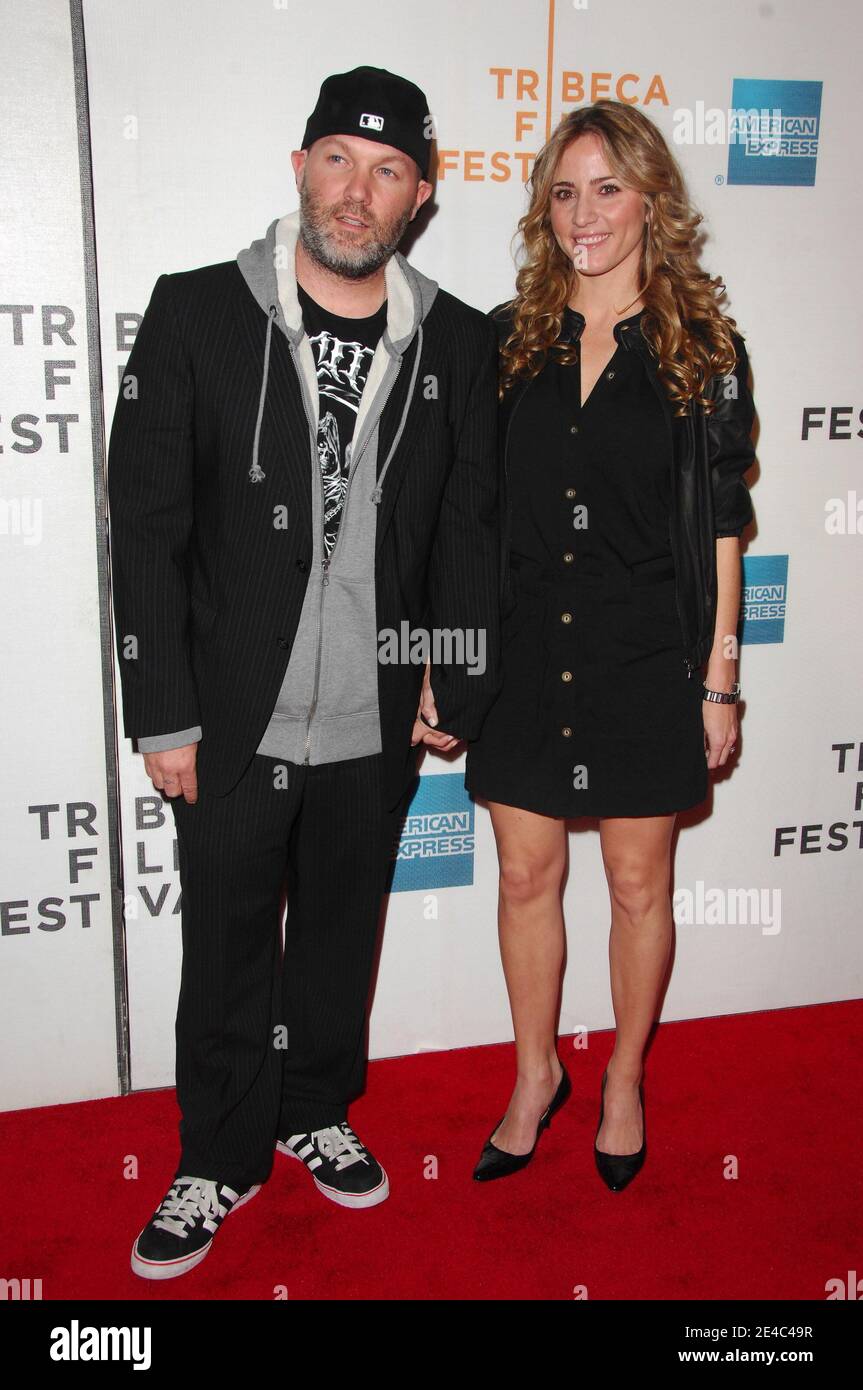 Musician Fred Durst and fiancee Esther Nazarov attend the premiere of 'Speed Racer' at BMCC as