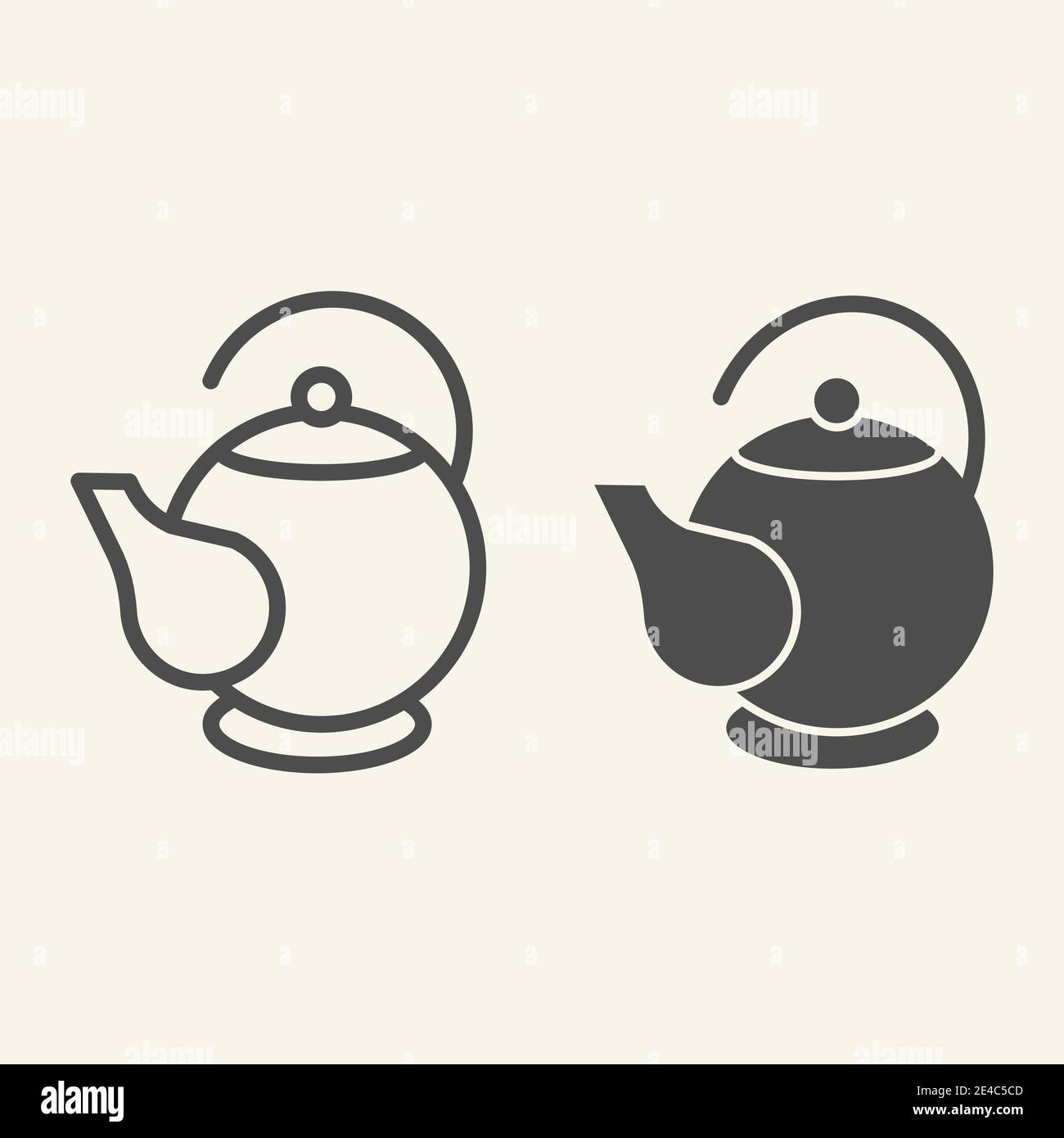 Teapot line and solid icon. Ceramic kettle for tea symbol, outline