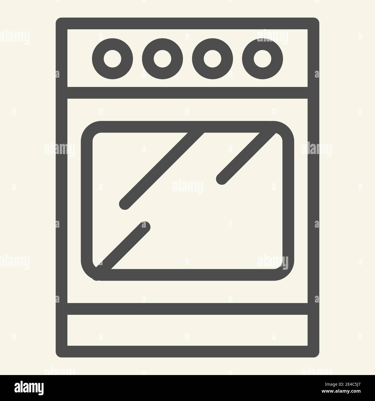 Stove line icon. Oven symbol, outline style pictogram on beige background. Kitchen furniture