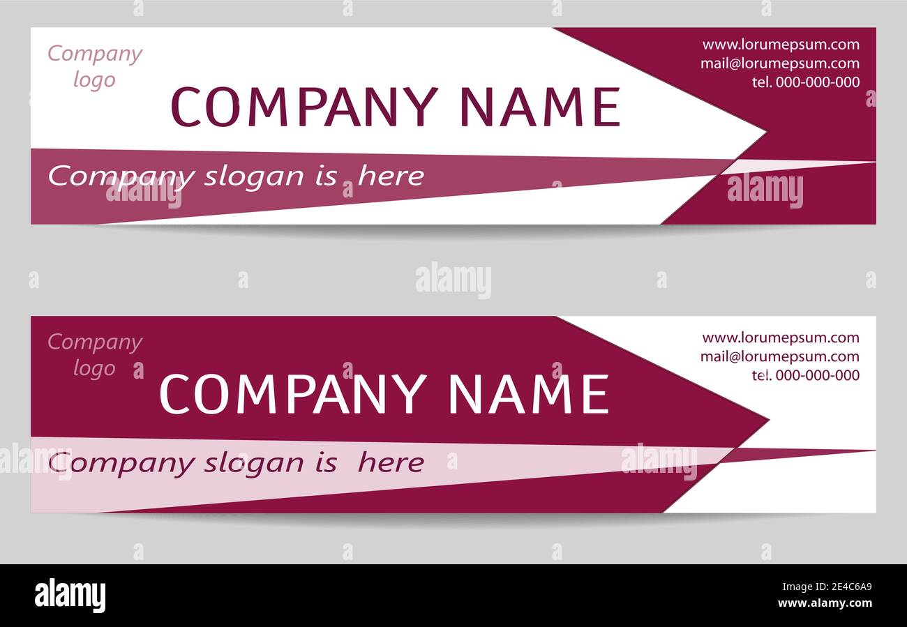 Two business banners. Vector layout for header, landing page, promotion. Templates set in bright cherry color. Geometric design for corporate identity Stock Vector