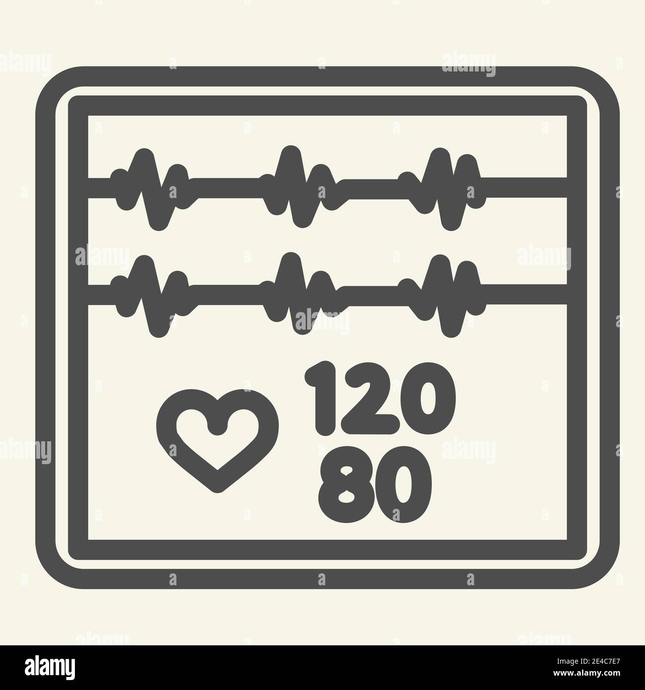 Cardiogram line icon. Pulse monitoring on screen outline style ...