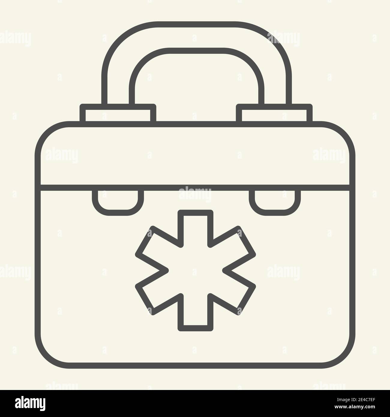 Medical bag thin line icon. Hospital doctor first aid box outline ...