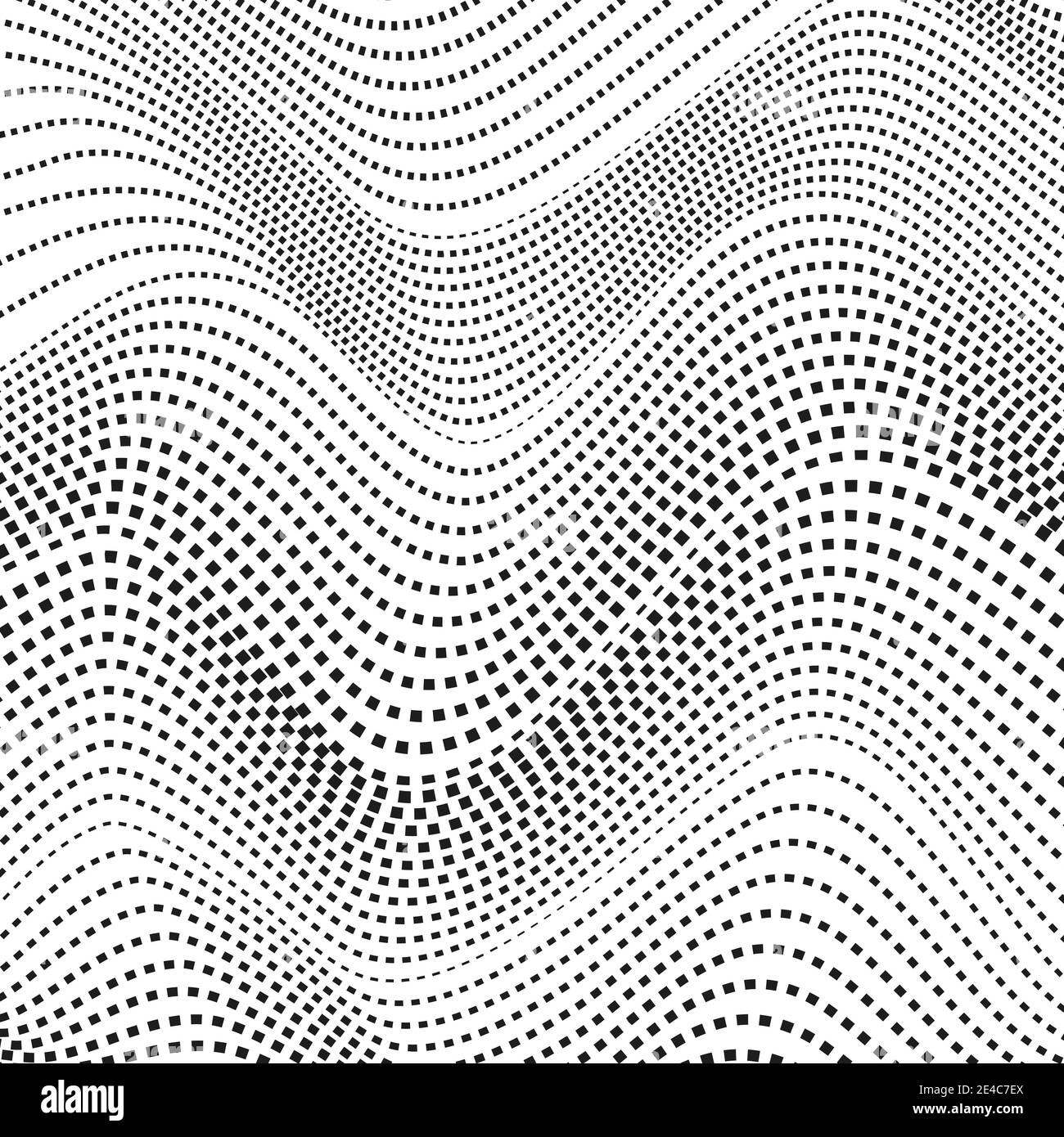 Black dotted wavy lines. Simple waveforms, white background. Vector tech line art pattern. Monochrome op art design. Abstract halftone concept. EPS10 Stock Vector