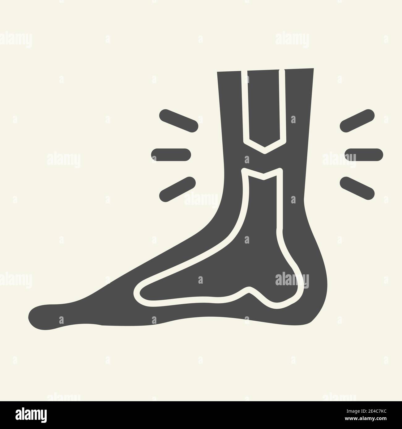 Leg ankle pain solid icon. Foot joint bones injury glyph style