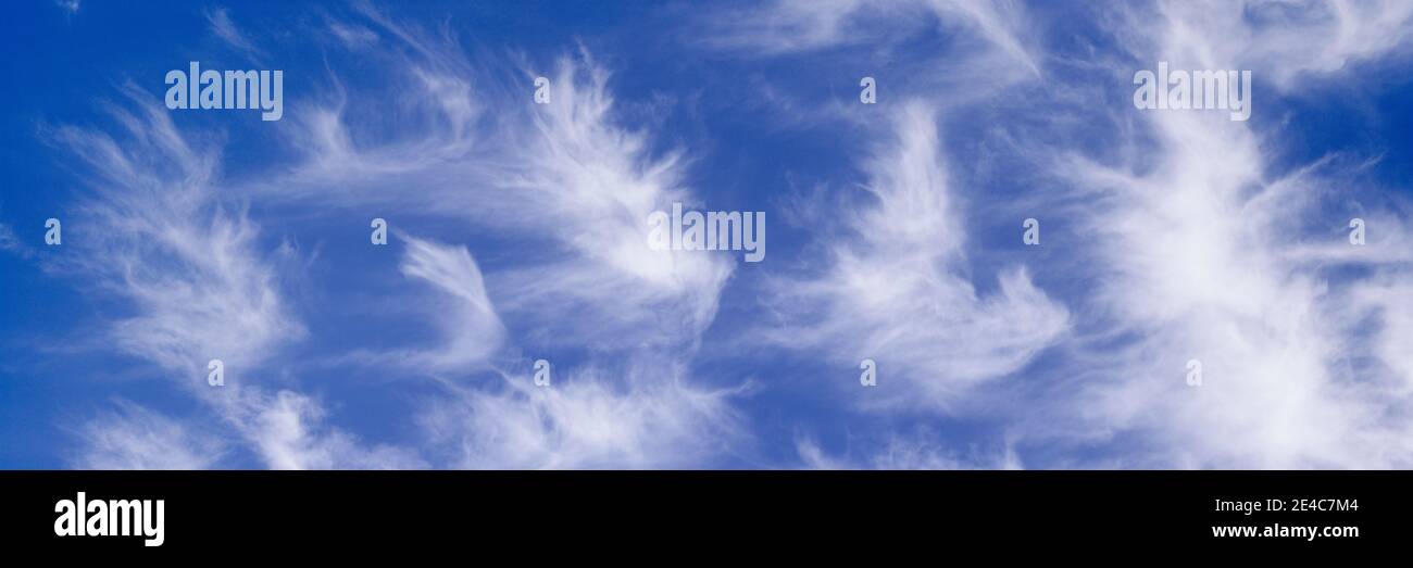 Low angle view of cirrus clouds in the sky, La Jolla, San Diego, San Diego County, California, USA Stock Photo