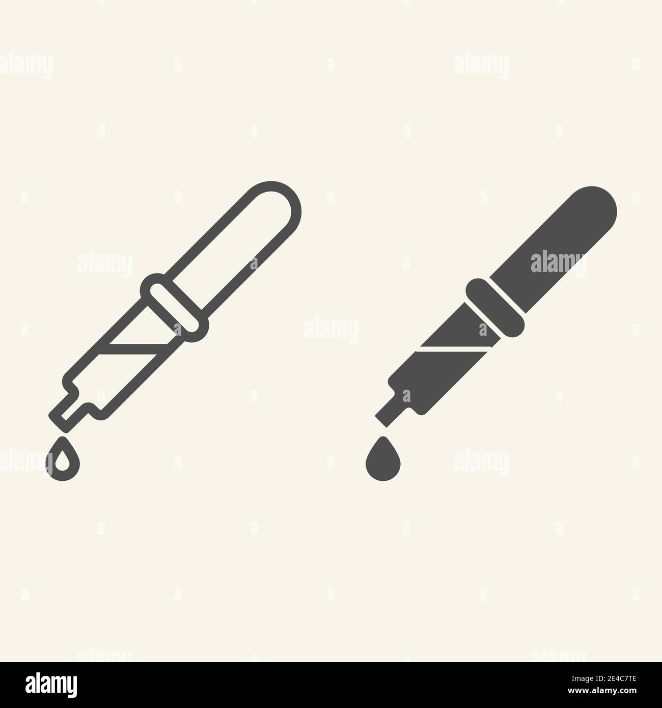 Pipette line and solid icon. Medicine dropper with drop outline style ...