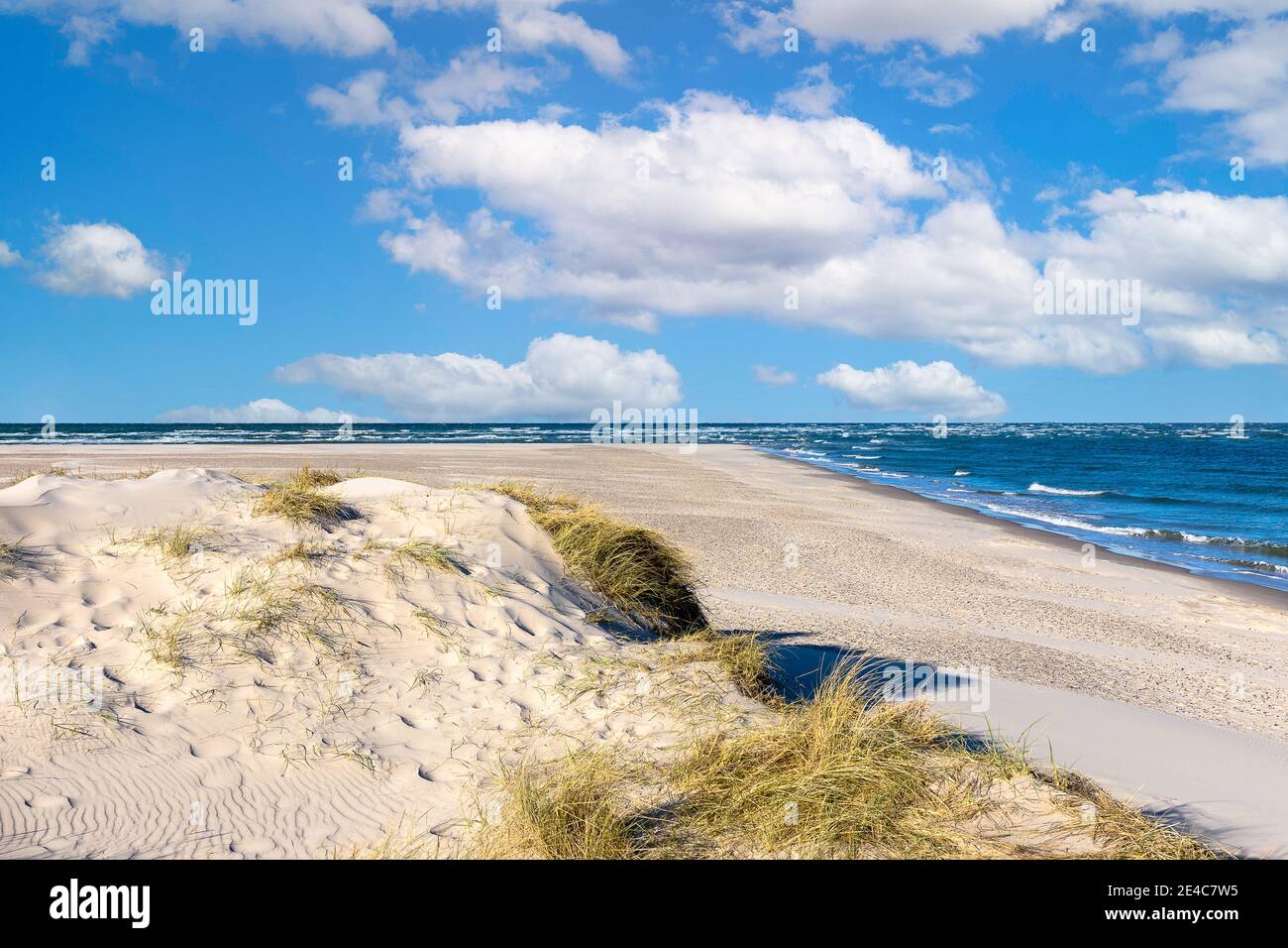 The coast at Skagen, the northern most point of Denmark. The point where northern sea and the baltic sea comes together. Stock Photo
