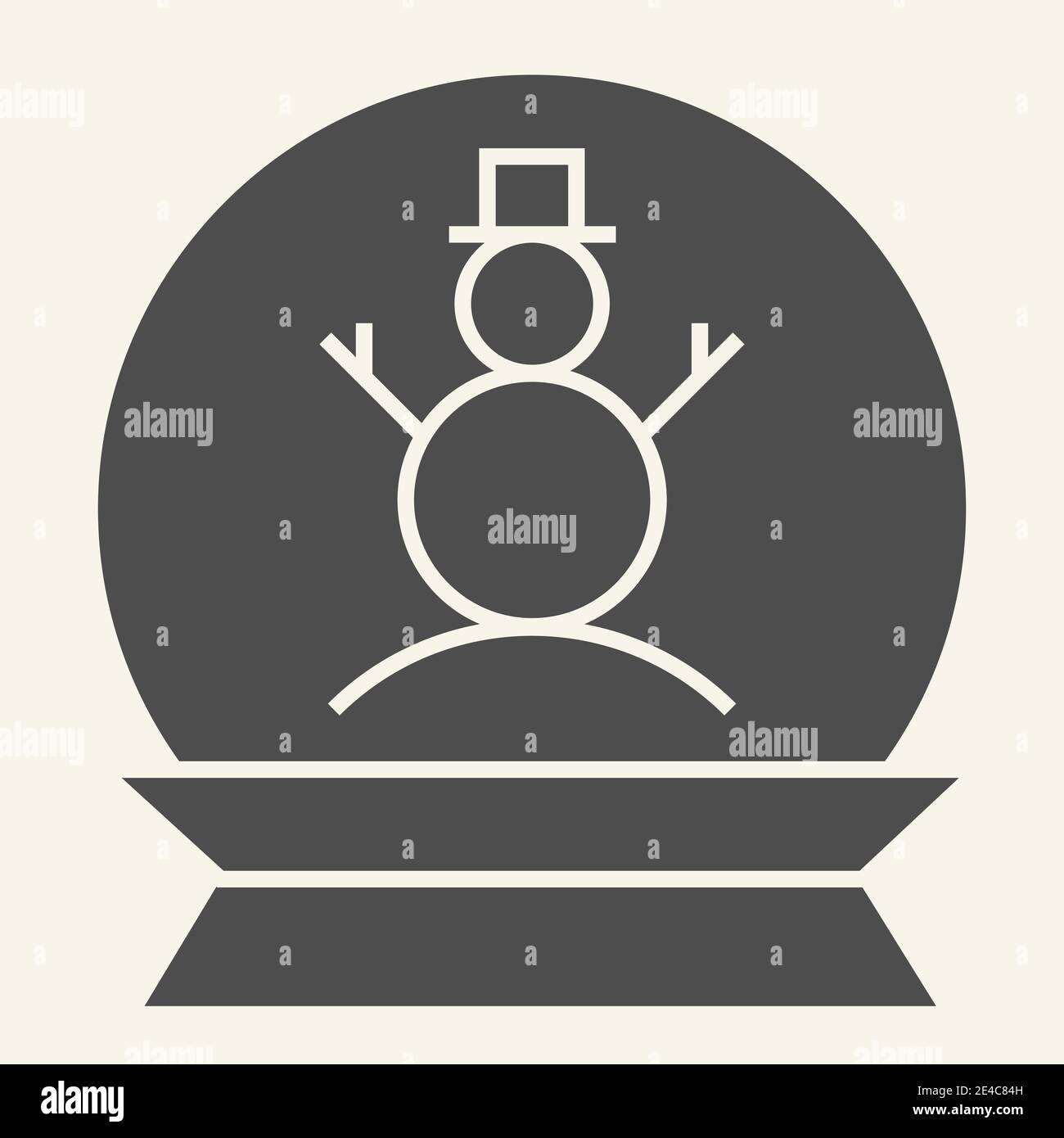 Holiday snow globe solid icon. Christmas glass sphere with snowman ...