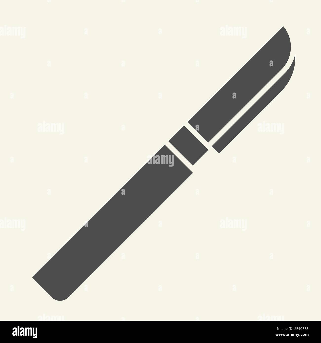 Scalpel solid icon. Medical surgeon tool glyph style pictogram on white background. Surgical scalpel knife symbol for mobile concept and web design Stock Vector