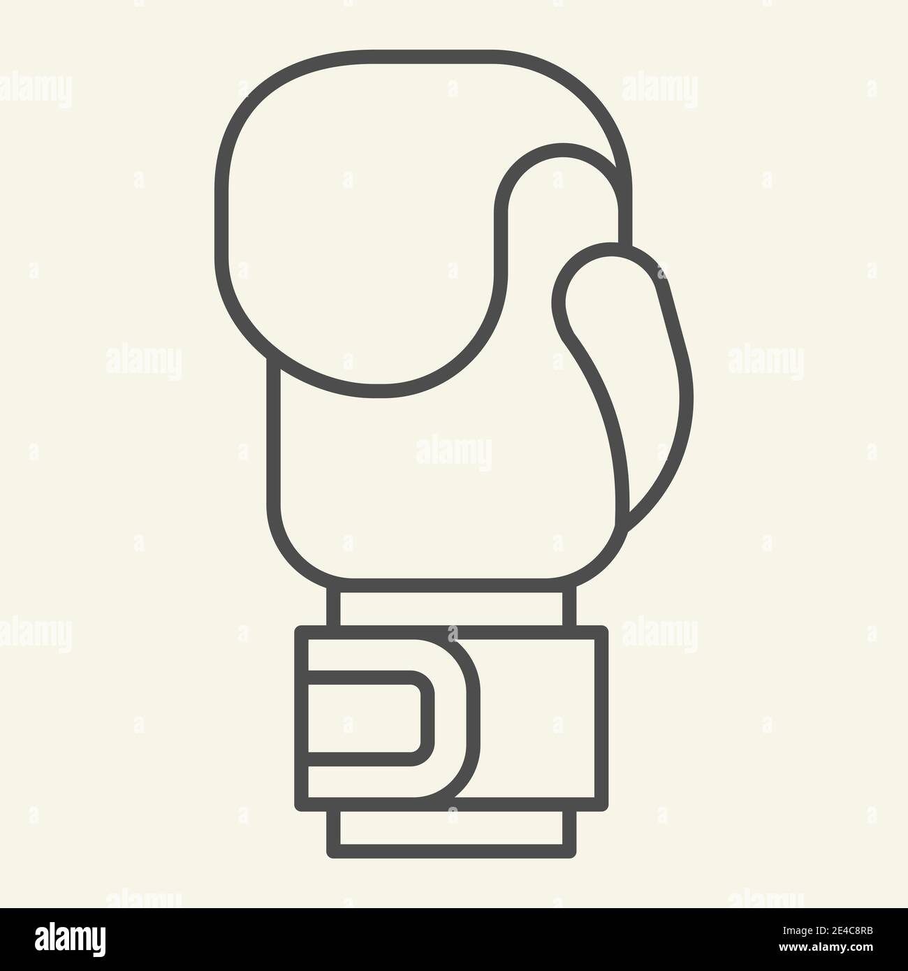 Boxing glove thin line icon. Sport equipment outline style pictogram on beige background. Boxing gloves symbol for mobile concept and web design Stock Vector