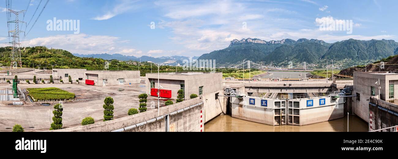 Three Gorges Dam, Yangtze River, Sandouping, Hubei Province, China Stock Photo