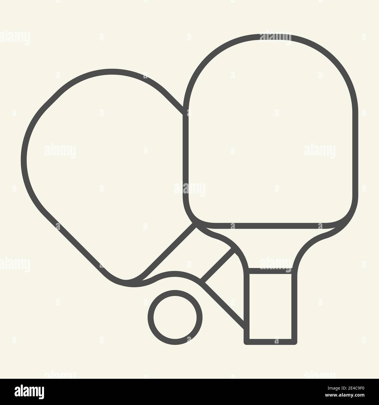 Table tennis rackets thin line icon. Two racket for playing tennis