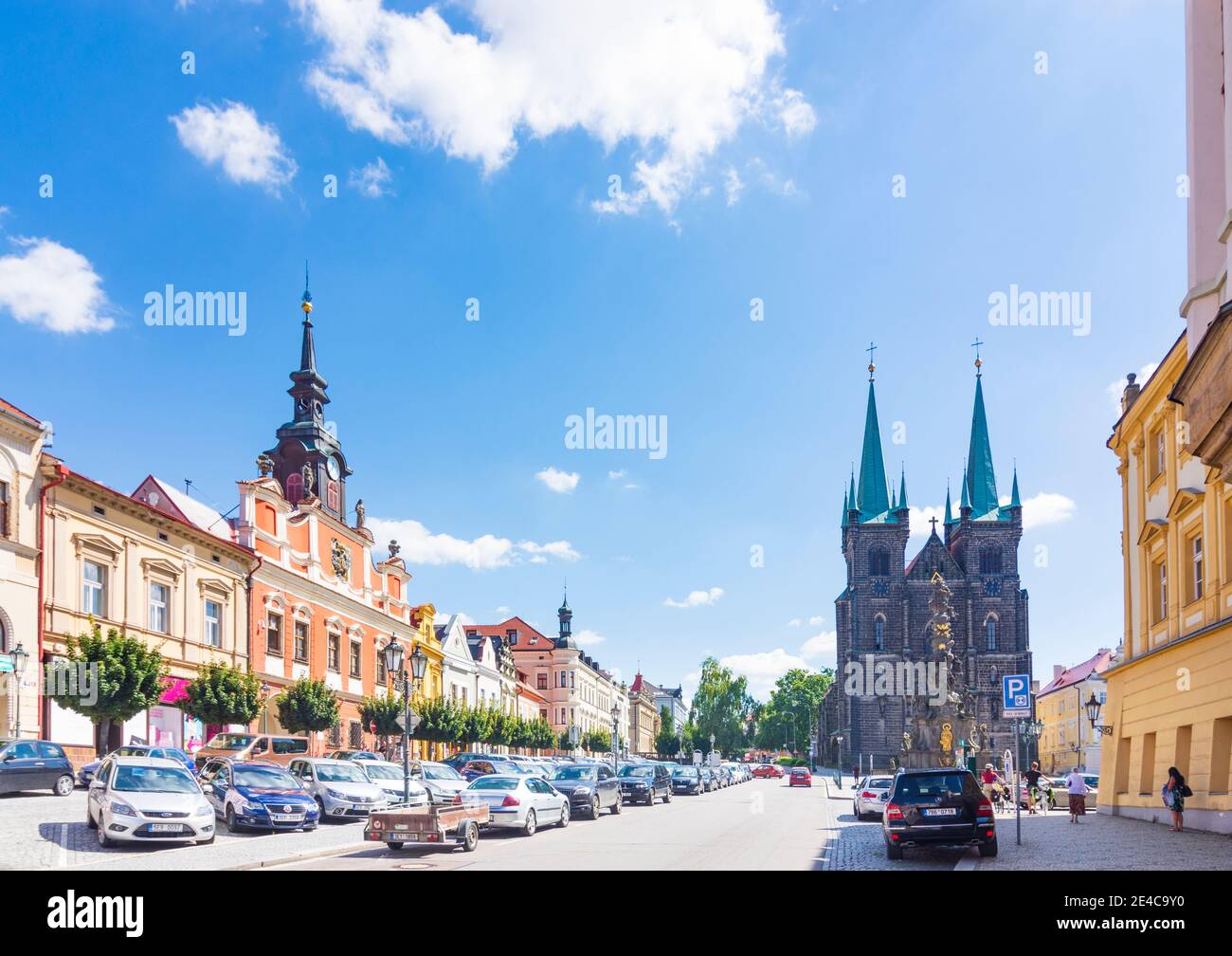 Chrudim (Crudim), Ressel Square, Church of Assumption in Pardubicky, Pardubice Region, Pardubitzer Region, Czech Stock Photo