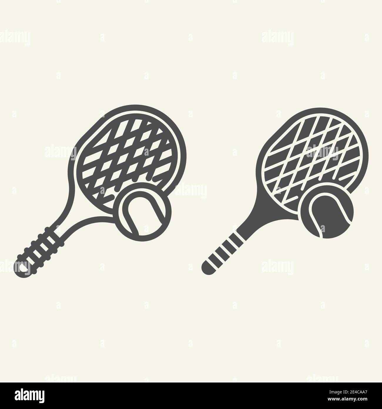 Tennis line and solid icon. Tennis racket and ball outline style ...