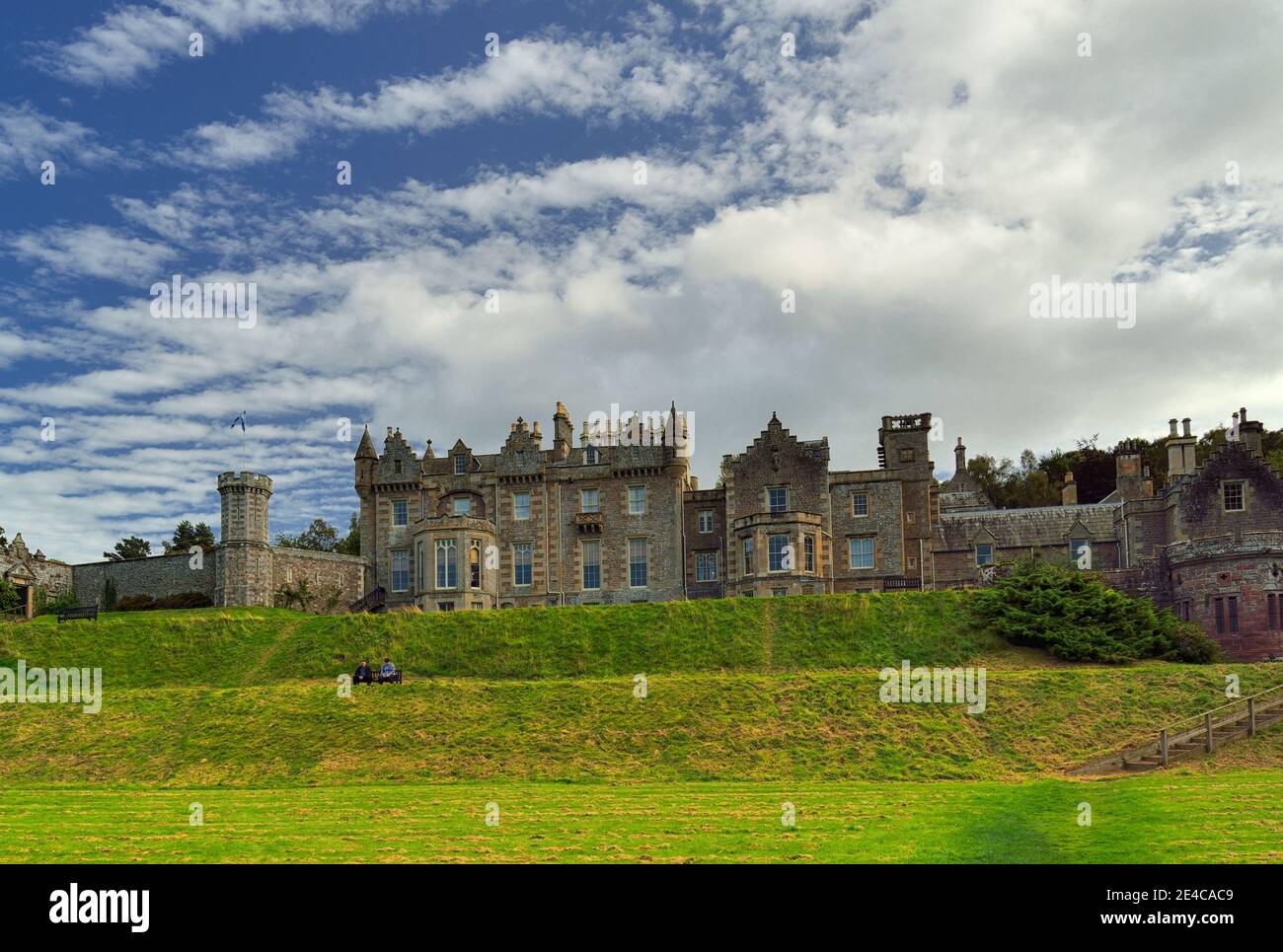 Park of Abbotsford Castle, Melrose in the Scottish Borders Council Area in southern Scotland, Great Britain, British Isles Stock Photo