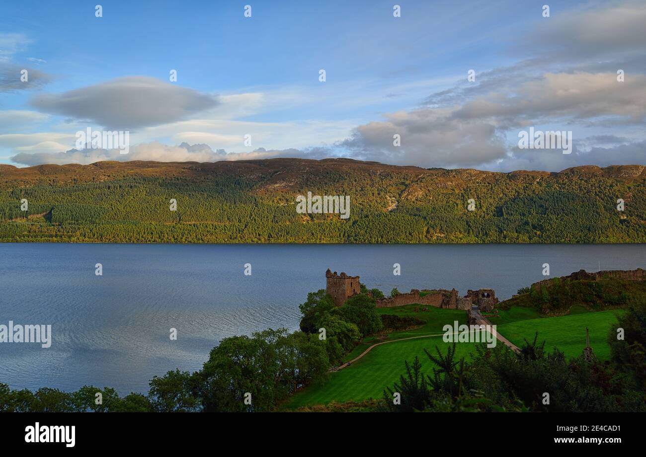 Urquhart Castle ruins near Loch Ness in Scotland, United Kingdom, British Isles, Great Britain Stock Photo